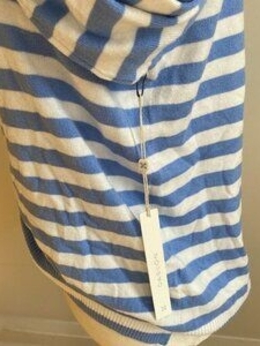 Striped Long-Sleeve Knit Top - Blue and White - Picture 6 of 6